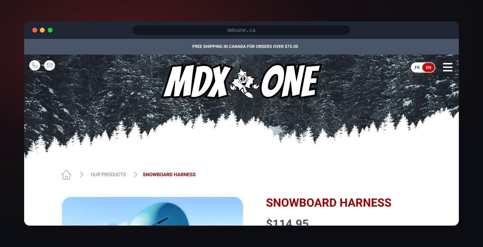 MDXOne product detail page on desktop