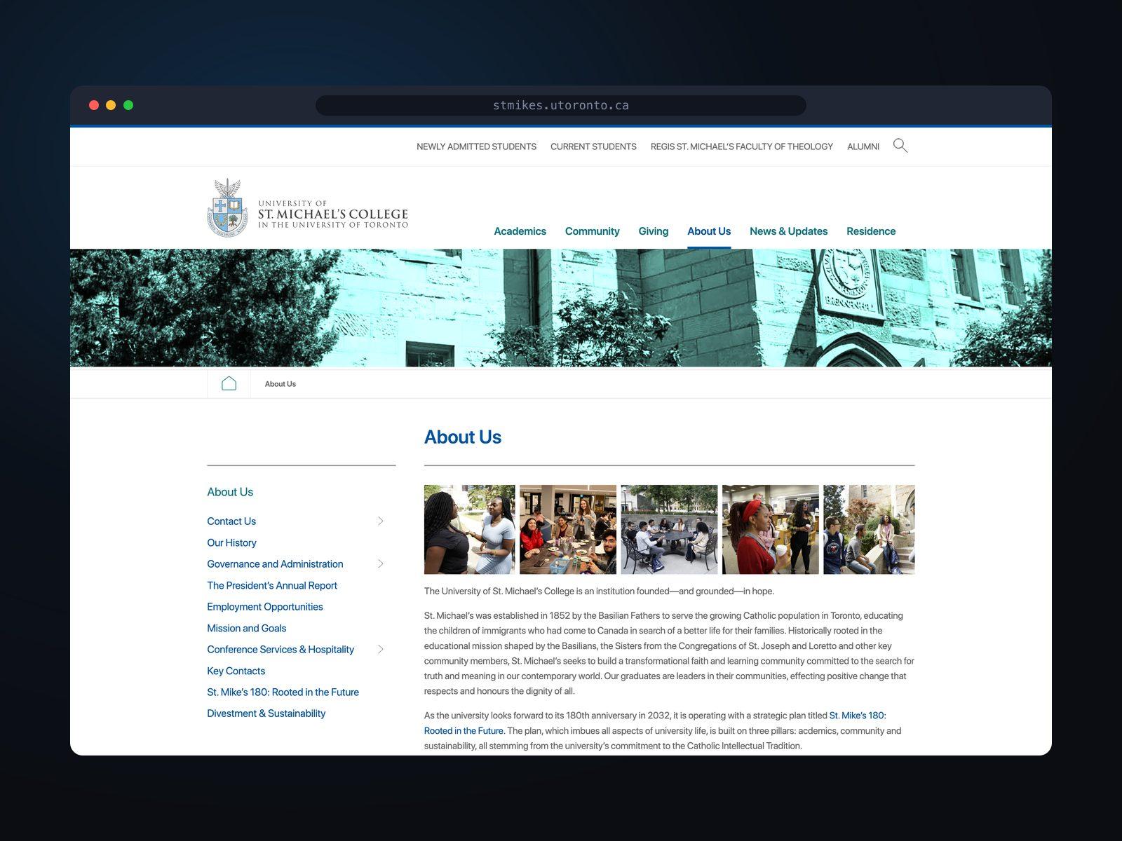 About Us content page with accessible layout